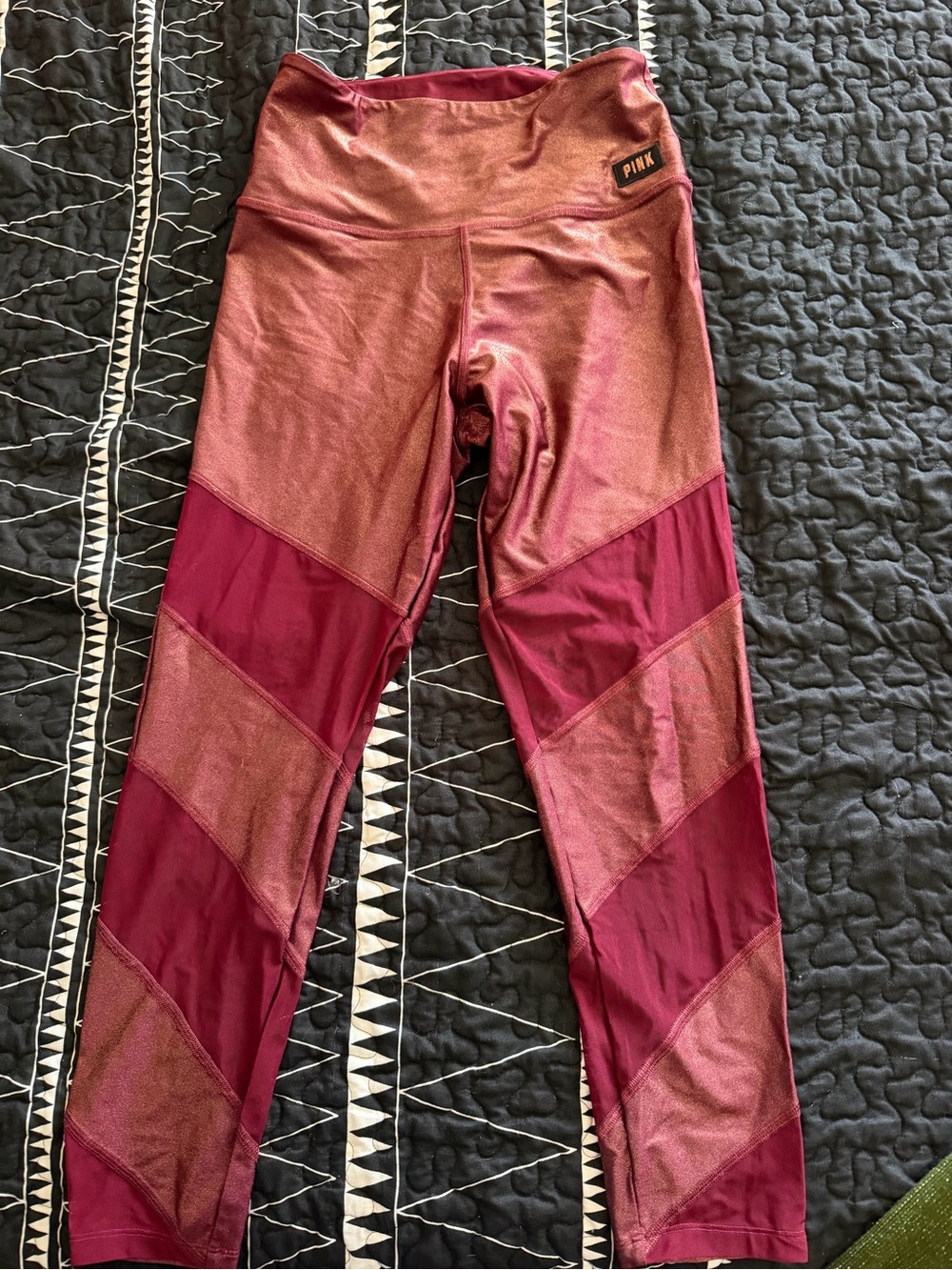 PINK Victoria's Secret Maroon Paneled Girls' Leggings